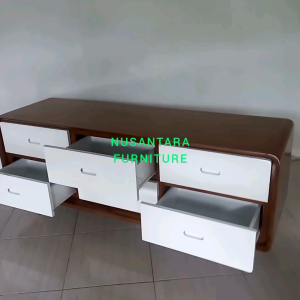 Meja TV Minimalis Kayu Jati Model Laci 6 Terlaris Bufet TV Jati