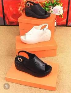 Soft pu comfy 6cm height wedge slider shoes
