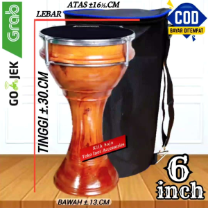 Dumbuk Marawis Anak 6.inc Warna Natural Mika Hitam