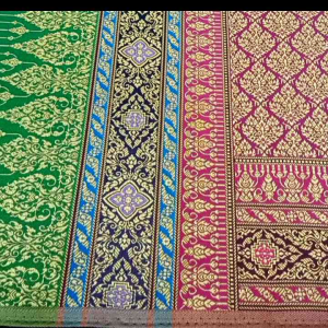 ผ้าไหมเทียมลายอมิตา 11 สีบานเย็นดํา ผ้าไหมสังเคราะห์ ผ้าไหมทอเครื่อง ผ้าไหว้ ผ้าของชําร่วย ผ้าตัดผ้าถุง ผ้าซิ่น ขนาด 2 หลา ประมาณ 100*180cm