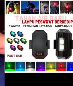 Lampu Pesawat LED Motor / Mobil Lokomotif RGB 7 Warna + FREE USB Kabel plus Velcro & Karet Gelang Universal Kendaraan SET 1 Paket
