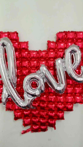 ฉากหัวใจฟอยส์ลูกโป่งวาเลนไทน์ ขนาดใหญ่ 119*137 ซม. สีสวยสด ตัวอักษร love