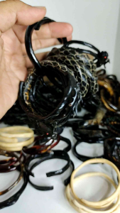 GELANG BAHAR HITAM UKIR NAGA BER CABANG