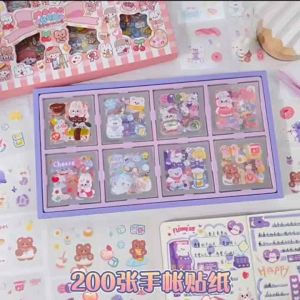 【Ready Stocks】Cute Stickers 200pcs Gift Set Cute Girl Cartoon Waterproof Decoration Gift Box 可爱贴纸大礼盒
