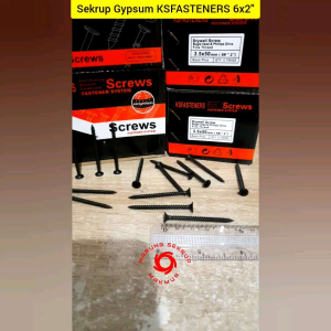 (100 pcs) Sekrup Gypsum Hitam 6x2\" KSFASTENERS / Skrup Gipsum 5 cm