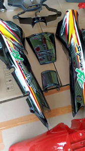 Cover Body Fullset Halus Kasar Honda Supra Fit Lama 2002 s/d 2005 Warna Hitam Orange
