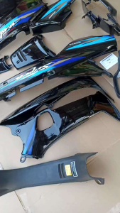 Cover Body Fullset Halus Kasar Honda Supra X Lama 1997 s/d 2004 Warna Hitam Lis Stiker biru