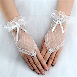 Sarung Tangan Wanita Jala Jaring Crowntex Pita Putih