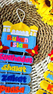 Tugas sekolah hiasan kelas hiasan dinding rukun iman dan rukun islam bahan flanel