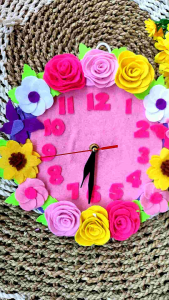 Tugas Sekolah Hiasan Jam Dinding Bunga Bahan Flanel