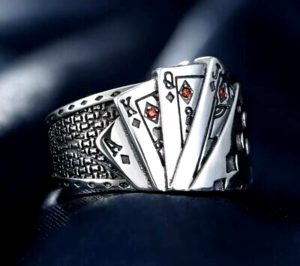 Cincin Elegan Desain Kartu Bridge (Adjustable)