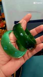 Vòng tay đá Mắt Mèo Cắt giác Xanh lá bản hẹ 2.5 sen phiên bản giới hạn cao cấp sang trọng cho nữ.