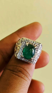 Natural Zambian Emerald 5.8 carat silver handmade ring