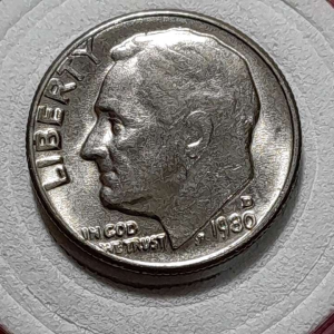 Koin Asing Koleksi Kuno 1 Dime Kecil Tahun 1980