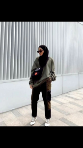 Celana Cargo Baggy Slimfit All Size BB 30-80Kg Matt Combet Strecht Premium Pinggang Full Kerut Tali/Cargo Pants Cewek Viral Super Mewah