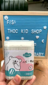 Tăm bông cho bé sơ sinh đầu dẹt và tròntăm bông vcool thân giấy mềm mại date mới