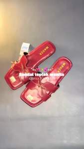 Sandal Wanita sendal cewek platfrom sendal teplek Kekinian flat shoes pita