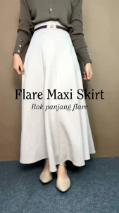 Audy Skirt Scuba - Rok Payung Jatuh Highwaist - Maxi Skirt Premium