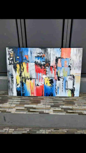 Lukisan Kanvas Abstrak Modern dengan Bingkai Fiber Minimalis - Future Art Painting