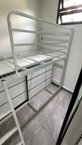 Loft bed with sliding door wardrobe customize Singapore/helper loft bed customize/smaller room/kids room/utility room/store room/bomb shelter bed customize