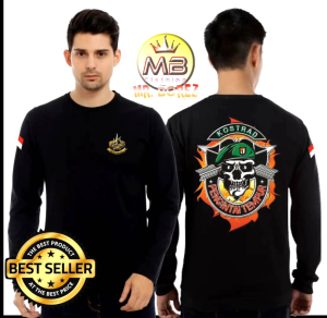 kaos Lengan Panjang TNI Kostrad Premium baju TNI AD Kostrad Tshirt Pria kaos Militeri Kaos Sablon