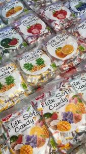 ลูกอมนมเคี้ยวหนึบ รสผลไม้/รวมรส 100เม็ด หลากหลายรสชาติ ฮาลาล