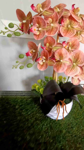 Premium Artificial Orchid Latex / Fabric 8 Head / Decorative Orchid Flowers / Orchid Leaves / Orchids