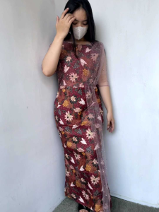 Size L XL XXL Slit Dress Bodycon Gaun Pesta Kondangan Dress Batik Wanita Belah Samping