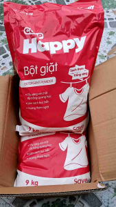 bột giặc happy coop gói lớn 9kg đậm đặc hương thơm khán khuẩn khử mùi hôi cho áo quần sạch bóng trắng sáng rạng ngời luư hương thơm dài lâu với sức mạnh vượt trội tẩy trắng nhanh hiệu quả tức thì luư hương thơm dài lâu