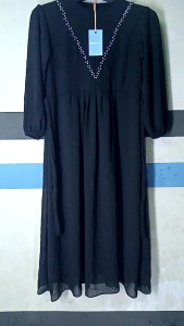 Mustari gamis  dress anak bahan ceruty babydoll mix mutiara payet umur 5-13 tahun