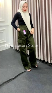 Kulot Cargo Drill - Celana Cargo Wanita - Cargo Pants