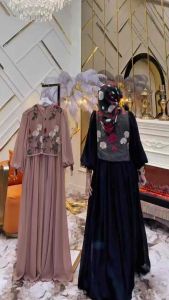 READY GAMIS SHR//GAMIS SET ROMPI BUNGA TILE BORDIR//BISA COD