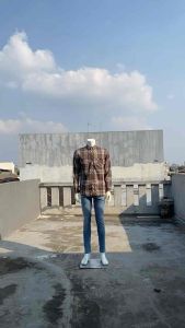 Vanfive Kemeja Pria Flanel Panjang Coklat A2131