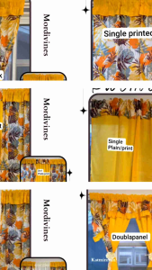 mordivines 2 yellow matchy design curtain (Katminmin) double panel window door valance