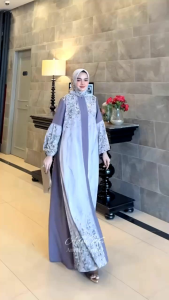 Set Hijab Gamis Motif Cerruty Produk ADM26 Amore by Ruby