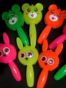 Luminous Handle Rabbit Bear Squeezing And Calling Toy Music Stick Rattle Toet Bunyi Dan Nyala Ada Lampu Rubber Stick