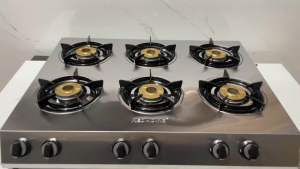 Bếp gas 6 lò inox cao cấp  chuyên bếp bánh xèo  bếp mỳ cay RH306N