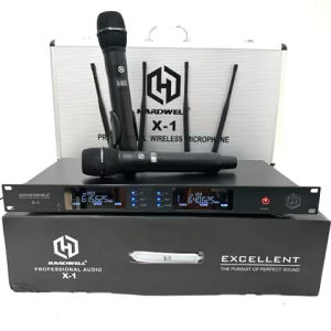 Mic Wireless Hardwell X1 / X 1 Original Double Mic Handheld Free Koper - Hitam/PUTIH