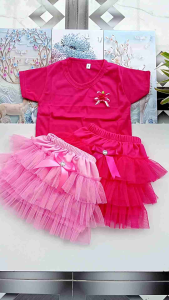 Set Tutu Kaos Anak Perempuan Variasi Bunga Cantik