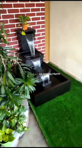 S59 Small Black Feng Shui 2.5x3.5 Water Pond Fountain Kolam Air Garden Water Feature Balinese风水流水喷泉瀑布池 Waterfall Koi 3f