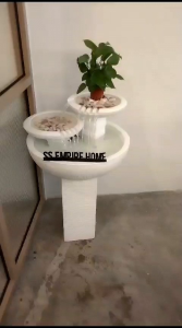 S115 White Feng Shui Water Fountain Pond Kolam Air Sandstone Garden Water Feature Balinese 风水流水喷泉瀑布池 Fish 2f B