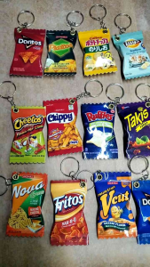 Trinkets Mini Chips Keychains piatos nova mama sitas calbee kitkat chippy v cut pancit canton noodles Waterproof Vibrant colors