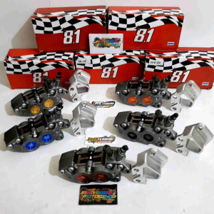 NEW KALIPER BIGPOT FORMULA 8.1 RACING PARTS 4PISTON 4P AXIAL KANAN COIN CNC WARNA + BREKET DEPAN DISC CAKRAM STANDAR PNP YAMAHA AEROX 155 OLD/ AEROX 155 NEW/ AEROX 125
