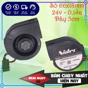 Quạt sò tản nhiệt 69J22 Nidec 24V 014A 66cm (66x18mm) chính hãng mới