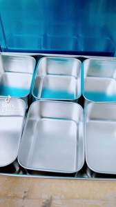 Bộ khay đựng topping trà sữa inox 304 nhiều ngăn có nắp đậy - khay inox đựng gia vị nắp inox