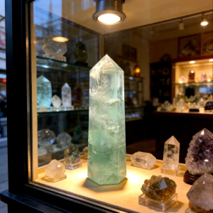 crystal decorations display feather fluorite