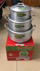 [Có tách lẻ] Bộ 3 nồi nhôm bầu xi cao cấp Kim Hằng sản xuất theo tiêu chuẩn Nhật Bản (Size từ 162024182226)