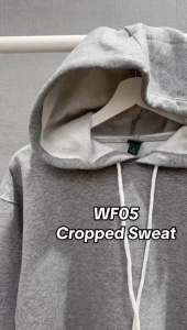 Hoodie Crop Wanita Lengan Panjang (WF05 Crop Grey Sweat Hood)