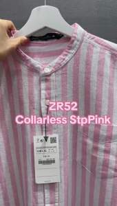Kemeja Pria Lengan Pendek Murah 52 Collarless StpPink Shirt