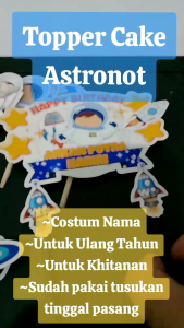 Topper Ulang Tahun Astronot (Custom Nama)